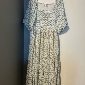 COPY - NWOT Smocked Floral Blue Dress